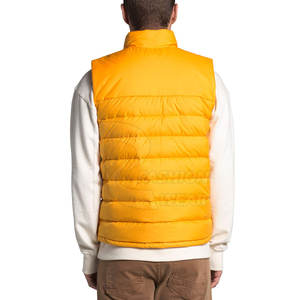 Men's Winter Fashion <b>Yellow</b> Sleeveless Puffer <b>Vest</b> Soft Lightweight Woolen <b>Top</b> With Decoration Pocket Windproof Nylon Fabric - Product Image 5