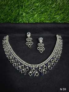 ENSEMBLE DE COLLIER DE MARIÉE EN DIAMANT AMÉRICAIN ET BOUCLES D'OREILLES CLASSIQUES ET DE HAUTE QUALITÉ ENSEMBLE DE BIJOUX DE MARIAGE POUR FEMMES DE STYLE CLASSIQUE - Product Image 2