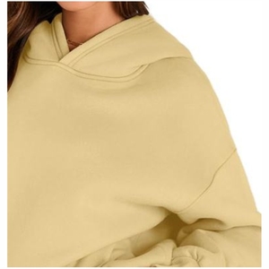 Sweats à capuche pour femmes à épaules tombantes, logo personnalisé sur le devant, 100% coton, écologique, surdimensionné, manches longues, décontracté, sweats à capuche pour femmes d'hiver - Product Image 5