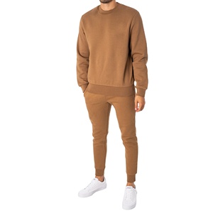 Wholesale 2-Piece Men's Heavyweight Fleece Tracksuit Breathable Oversized Hoodie <b>Crewneck</b> Sweatshirt Logo Plus Size Sweatpants - Product Image 1