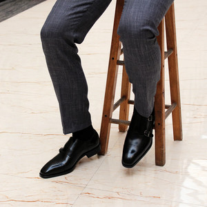 In pelle Casual stile italiano di alta qualità per gli uomini Monk cinturino mocassino fatto a mano - Product Image 4