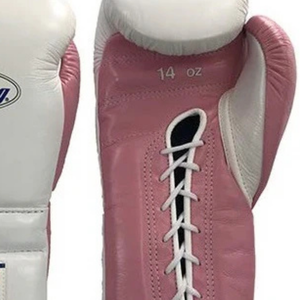 Gants de boxe à lacets Winning, blanc et rose, cuir véritable, gants d'entraînement professionnels pour sparring, gants de boxe pour femmes, 8 oz, 14 oz - Product Image 4
