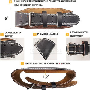 เข็มขัดยกน้ำหนักทำจากนีโอพรีนหนังวัวผลิตตามสั่งโลโก้ผลิตตามสั่ง - Product Image 3