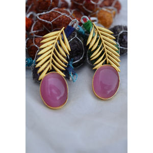 new designer latest fashion trending goldplated light <b>weight</b> stone stud <b>hoop</b> Brass Earrings for girls and women - Product Image 2