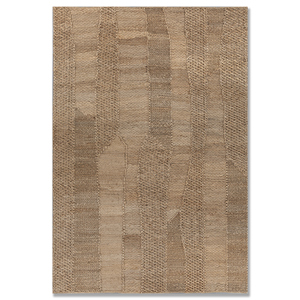 พรมปูพื้นลายทางสีเบจและสีน้ำตาล Nomadic Threads รุ่น PDJT-748 ทำจากปอกระเจาและป่าน ทอแบบแบน เหมาะสำหรับใช้ในบ้าน ห้องนอน ห้องนั่งเล่น และทางเดิน - Product Image 1