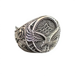 Bague Aigle Ailé pour Homme en Argent Sterling avec Turquoise, Bijou Aigle Volant, Style Oiseaux et Animaux, Cadeau Idéal - Product Image 1
