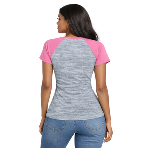 Camiseta de Manga Raglán Heather Grey Soror, para Mujer, de la Hermandad Griega, Color Rosa Verde, Verano, Ecológica, Informal, Elegante, para la Universidad - Product Image 2