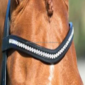 Banda de cejas de caballo de cuero genuino negro hecha a mano duradera para brida en mazorca completa con cristales transparentes de diseñador Bling - Product Image 5