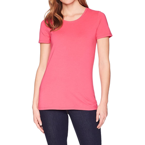 Vêtements pour femmes 2025 220 Gsm coton Spandex fil t-shirt pour femmes été faible Saturation coupe ajustée basique élastique t-shirt femmes - Product Image 4