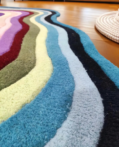Tapis de style moderne tufté à la main en laine 100% de taille personnalisée conception d'illusion rayée irrégulière pour la maison salon sol de chambre d'enfants - Product Image 4