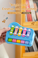 Two-in-one Educational Drums Percussion Toy Musical Instrument Set for Infants Children 8-Piece Plastic Cartoon Design 5 Scales