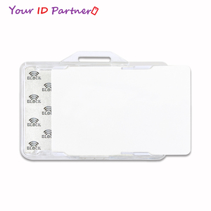 Two Cards Landscape Hard Plastic RFID Blocking <b>ID</b> Protector Name <b>Tag</b> Badge Holders - Product Image 5