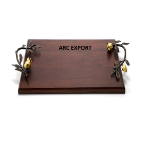 ถาดสำหรับตกแต่งอาหารสีน้ำตาลหรูหราพร้อมด้ามจับสีทองสำหรับห้องครัวถาดเสิร์ฟอาหารดีไซน์ล่าสุด - Product Image 1