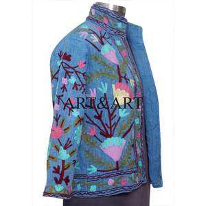 Chaqueta Acolchada de Algodón Transpirable con Bordado Suzani para Mujer, Tejido de Punto Suave Hecho a Mano, Ropa para el Día de San Valentín - Product Image 4