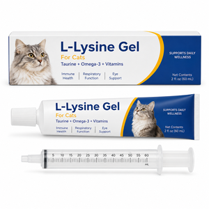 Gel de L-Lysine pour chats sous marque privée – Stimulateur immunitaire, Soin des voies respiratoires et des yeux, Supplément avec vitamines et zinc 60ml - Product Image 1