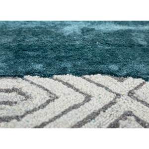 Tapis en laine et viscose tufté à la main Tra-15048 ivoire, motif géométrique, pour salon, chambre, couloir, rectangulaire, 4m de large, 10mm - Product Image 3