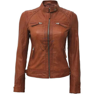 Spring Cow <b>Suede</b> Genuine Leather Reversible Waterproof Breathable Anti-Wrinkle Motorcycle <b>Jacket</b> Zip-Up Women's Moto Biker Style - Product Image 5