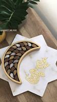 Bol à chocolat de luxe en métal avec couvercle en forme de dôme, finition dorée, plateau cadeau gastronomique pour le Ramadan