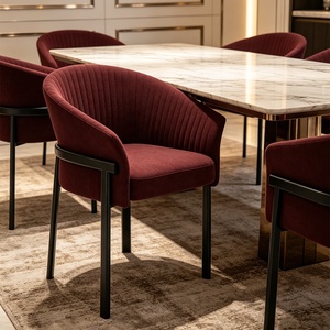 Set di <span class=keywords><strong>Sedie</strong></span> da Pranzo Ergonomiche in Velluto Arancione Bruciato, Stile MCM, 2/4 Pezzi, <span class=keywords><strong>Sedie</strong></span> da <span class=keywords><strong>Cucina</strong></span> <span class=keywords><strong>Colorate</strong></span> con Gambe in Metallo - Product Image 3