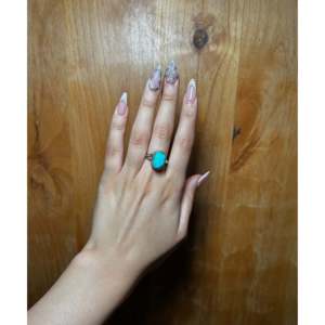 Anillo Ajustable Scott Skeets Kingman de Turquesa y Plata de Ley con Engaste de Bisel Solitario y Baño de Oro Rosa, Regalo - Product Image 4