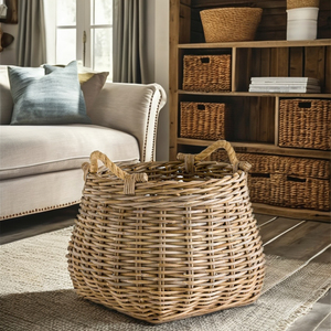 ตะกร้าหวายสานมือปรับแต่งได้พร้อมที่จับจัดระเบียบข้างเตียงห้องนั่งเล่น - Product Image 4