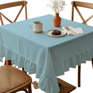 Mantel azul Tamaño único para mesas de comedor Tela de poliéster para fiestas y reuniones de hoteles 140x220cm 55x86 pulgadas - Product Image 1