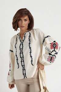 Ropa de mujer Transpirable Color claro Vestidos ucranianos Ropa de mujer americana Bordado Midi Vestidos ucranianos de la mejor calidad - Product Image 5