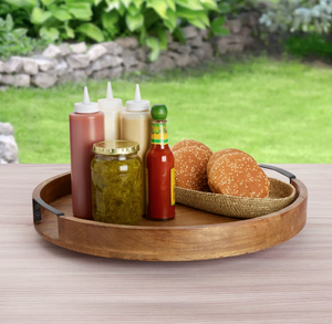 Plateau festonné en bois vieilli - Product Image 2