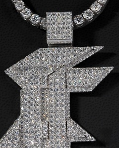 Custom VVS1 Moissanite <b>Letter</b> Pendant Chunky Moissanite Jewelry Custom <b>Letter</b>, 925 Sterling <b>Silver</b> & 10K Gold <b>Necklace</b> - Product Image 3
