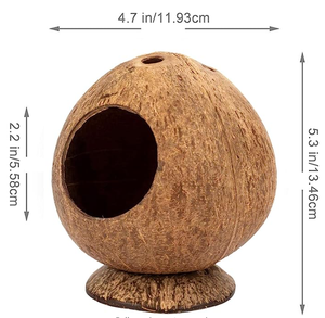 Nid d'oiseau en coquille de noix de coco, maison pour animaux de compagnie, suspendu, artisanal, cachette pour oiseaux et hamsters - Écologique et durable - Product Image 2