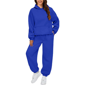 Oversized Two Piece Set <b>Velour</b> Tracksuits for Women Zip up <b>Hoodie</b> Spring Women Clothing Custom Sweatsuit Premium Rhinestone - Product Image 2