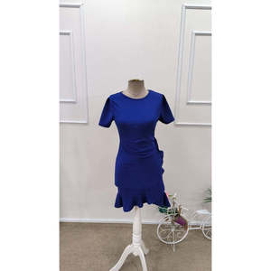 Jane's Women's Short Sleeve Crew Neck Mini Crepe <b>Dress</b> with Front <b>Ruffles</b>, Versatile for Casual & Party Wear - Product Image 4