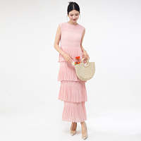 Robe de soirée pour femme de haute qualité, design tendance, été, volants, sans manches, couleur unie
