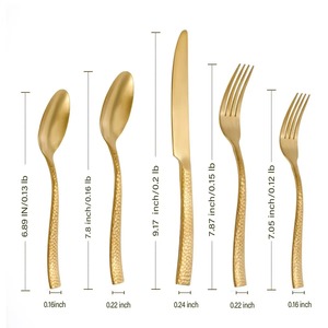 Juego de Cubiertos de Oro con Mango Martillado, Ideal para Restaurantes de Alta Cocina, Hoteles, Decoración de Mesa Elegante y Eventos en el Hogar - Product Image 5
