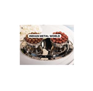 Ensemble De 2 Bol À Chocolat En Métal Avec Plateau Bol À Chocolat En Acier Inoxydable Bol Miroir Poli Dessert Présentoir À Dessert Pour Top Vente - Product Image 1