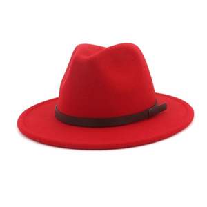 Chapeaux Fedora en feutre à large bord uni pour femmes et hommes, design personnalisé en gros - Product Image 6