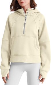 เสื้อสวมหัวมีฮู้ดผ้าคอตตอนสำหรับผู้หญิงเสื้อกันหนาวแบบรูดซิปครึ่งสำหรับฤดูใบไม้ร่วง - Product Image 5