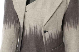 Chaqueta de cuero acolchada con patrón de letras a la moda para hombre con cuello levantado tela de lona diseño de letras - Product Image 6