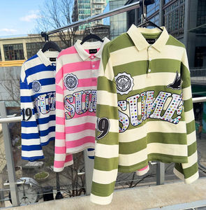 Chemise en tricot surdimensionnée pour homme, style streetwear, respirante, écologique, à séchage rapide, avec rivets et strass brodés, taille plus - Product Image 5