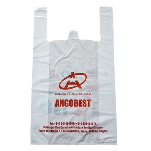 Custom Reusable Take Out T-Shirt Plastic Grocery Shopping Restaurants Supermarket Small Business Plastic Bags with Handles