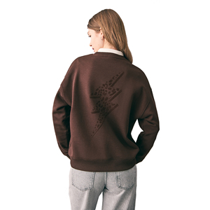 Sweat-shirt à col rond à manches longues pour femme personnalisé, imprimé sur le devant, surdimensionné, épaules tombantes, décontracté, 100% coton - Product Image 4