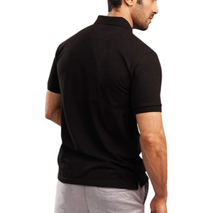 Polo noir pour homme en coton, t-shirt élégant à manches courtes, confortable, décontracté, couleur unie, polo pour un usage quotidien - Product Image 3