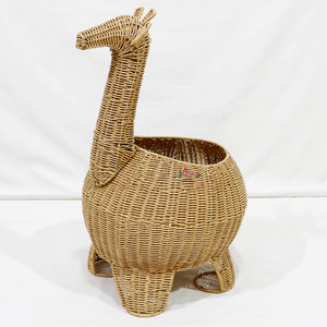 Cesta de almacenamiento de jirafa de jacinto de agua natural hecha a mano, organizador de juguetes ecológico para niños y decoración de guardería - Product Image 1