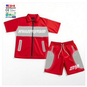 Completo da jogging estivo da uomo in nylon e poliestere: <span class=keywords><strong>polo</strong></span> e pantaloncini cargo con stampa tecnica - Offerta imperdibile - Product Image 1