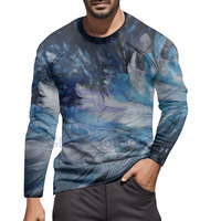 T-shirt à manches longues pour homme, col rond, tricoté, respirant, imprimé numériquement, avec design personnalisé en couleur intégrale, pour l'automne et l'hiver