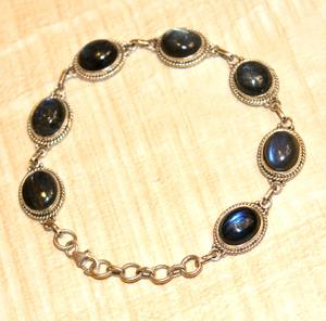 Rudra Gems Unisex 925 Silver Wedding Party Anniversary Gift Labradorite Bohemia Style Religious <b>Inspired</b> Buddhism Fashion Bangle - Product Image 4