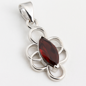 จี้เงินแท้ 925 ทรงมาร์ควิส ชุบโรเดียม ประดับพลอยโกเมนสีแดงธรรมชาติ เครื่องประดับหมั้นสำหรับผู้หญิง - Product Image 2