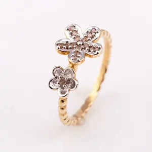 Enchanted Forest Silver 925 Diamond Ring Premium Grade Of Minimal Cute Flower Pattern Silver 925 Diamond Ring