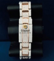 Montre de luxe VVS en acier inoxydable de haute qualité avec moissanite, verre personnalisé, analogique, diamant, mécanique, de plongée, vente en gros d'usine, style Hip Hop