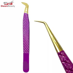 Puntas de fibra profesional Pinzas para pestañas azules Pinzas para pestañas con logotipo personalizado - Product Image 2